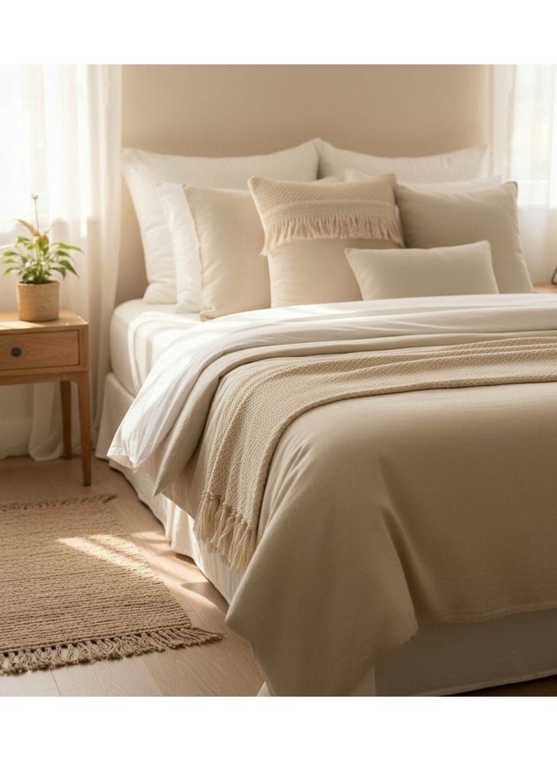 Modern Thick Linen Decorative Cushion with Macrame Front 45x45 cm Hidden Zipper for Sofa Chair Home Accent Pillow Living Room Décor - Image 4